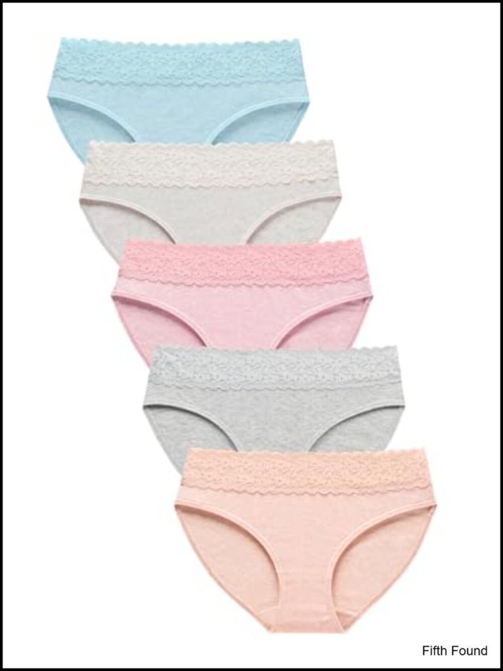 Women's Cotton Lace Waistband Bikini Panties 5-Pack